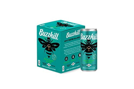 Buzzkill Wines Non Alcoholic Sauvignon Blanc, Dealcoholized California Dry Sauvignon Blanc, Gluten Free, 4g Sugar, 70 Calories, Pack of 4 (8.4 fl. oz per can)