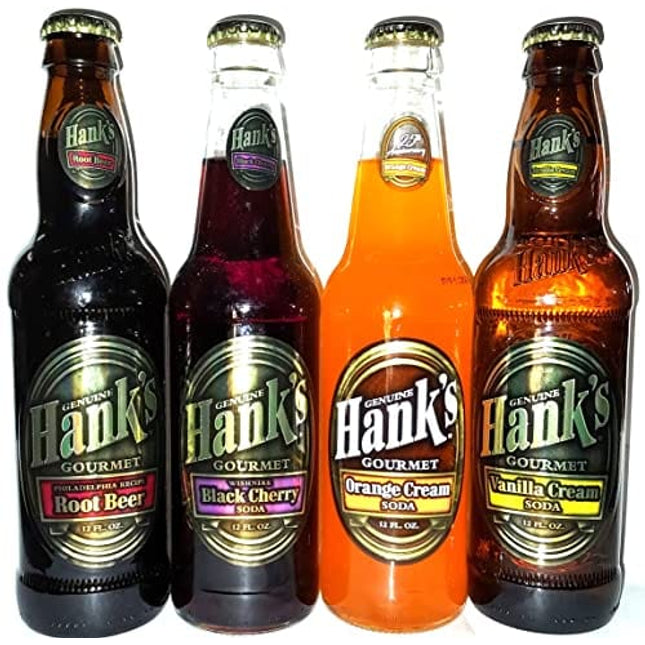 Hank's Gourmet Sodas Variety 4 Pack (Root Beer, Orange Cream, Vanilla Cream, Wishniak Black Cherry) - 12 Fl Oz