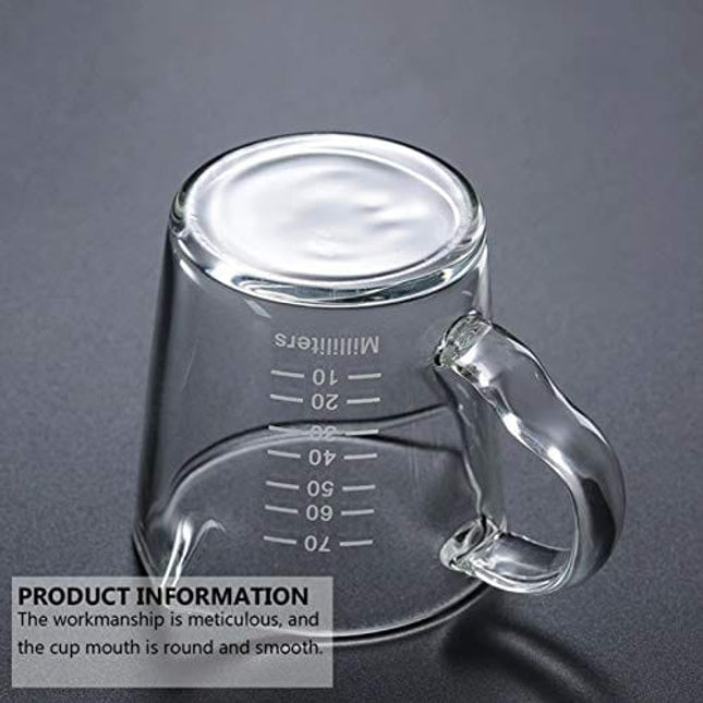 70ml Mini Glass Measuring Cup with handle 2 oz Shot Glass Espresso Jugs Measure Cup Glass Jigger Spirit Round Graduated Beaker Measuring Cup for Bar Party Wine Cocktail Drink Shaker Milk Coffee