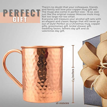 Advanced Mixology [Gift Set] Moscow Mule Mugs Set of 2 (16oz) | 100% Copper Mugs Set w/ 2 Straws, 2 Wooden Coasters & 1 Shot Glass | Tarnish-Resistant Food Grade Lacquer Coat