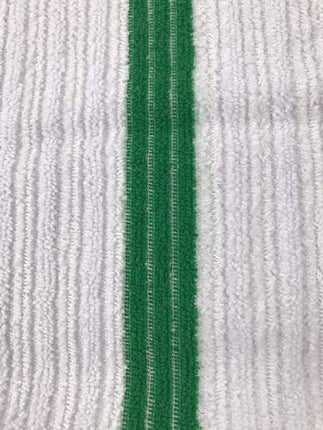 UTowels Premium 24 Pack White with Green Stripe Bar Mop Microfiber Towels for Home, Kitchen, Restaurant Cleaning (White/Green Stripe, 14inx18in)