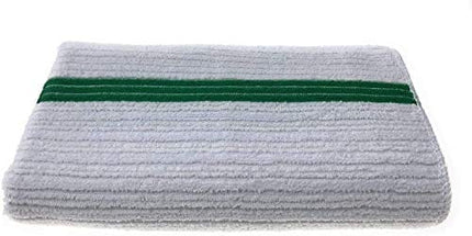 UTowels Premium 24 Pack White with Green Stripe Bar Mop Microfiber Towels for Home, Kitchen, Restaurant Cleaning (White/Green Stripe, 14inx18in)