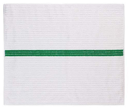 UTowels Premium 24 Pack White with Green Stripe Bar Mop Microfiber Towels for Home, Kitchen, Restaurant Cleaning (White/Green Stripe, 14inx18in)