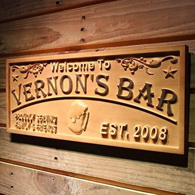 ADVPRO wpa0389 Name Personalized Home Bar Wood Engraved Wooden Sign - Standard 23 x 9.25