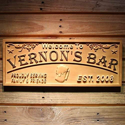 ADVPRO wpa0389 Name Personalized Home Bar Wood Engraved Wooden Sign - Standard 23 x 9.25