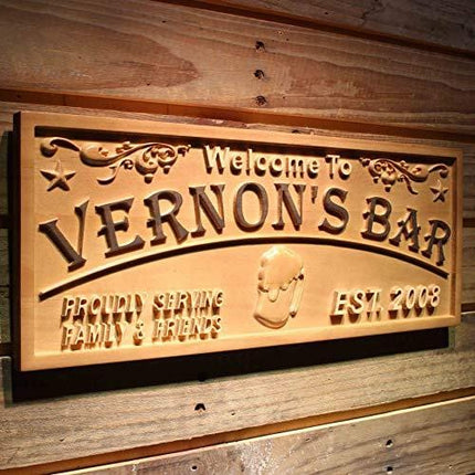 ADVPRO wpa0389 Name Personalized Home Bar Wood Engraved Wooden Sign - Standard 23 x 9.25
