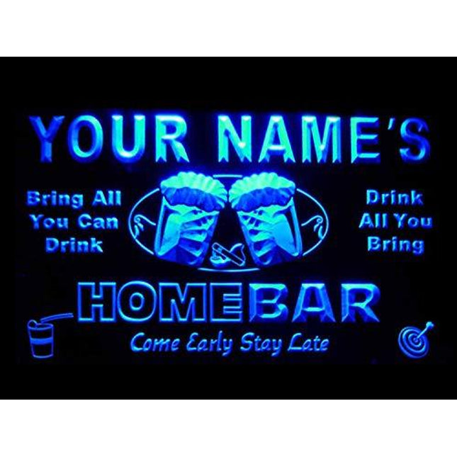 p-tm-b Name Personalized Custom Home Bar Beer Neon Light Sign Blue
