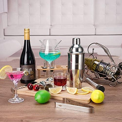 Bar Set Cocktail Shaker Set, AHNR 14-Piece Bartender Kit Stainless Steel Bar Tool Set with Stylish Bamboo Stand, Bar Tool Set Home Bartending Kit with All Bar Accessories for Drink Mixing