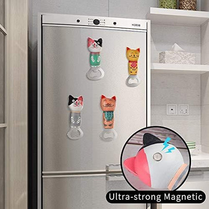 Bottle Opener Stainless Steel Beer Bottle Opener Cute Wooden Cats Opener with Magnet 2pcs