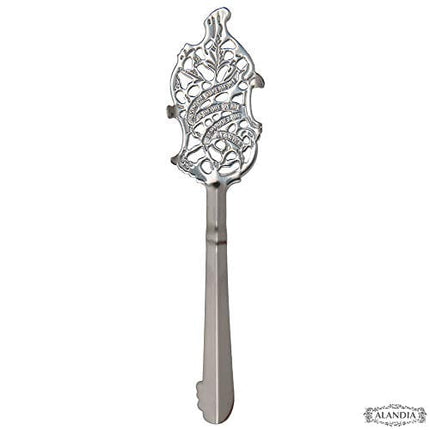 ALANDIA Premium Absinthe Spoons Glasses Set | 2X Absinthe Glasses | 2X Absinthe Spoons | 1x Absinthe Sugar Cubes | 1x Drinking Instructions Card for The Absinthe Ritual
