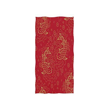 ALAZA Gold Koi Carp Fish Flower Chinese Soft Bath Hotel Spa Hand Gym Sport Towel 30 x 15 Inches