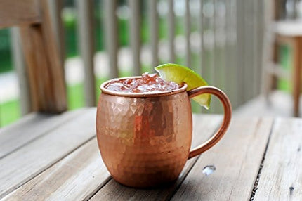 Alchemade 100% Pure Hammered Copper 16 Oz Barrel Mug For Moscow Mules, Mint Juleps, & All Other Cocktails - Made to Last a Lifetime Without Tarnishing