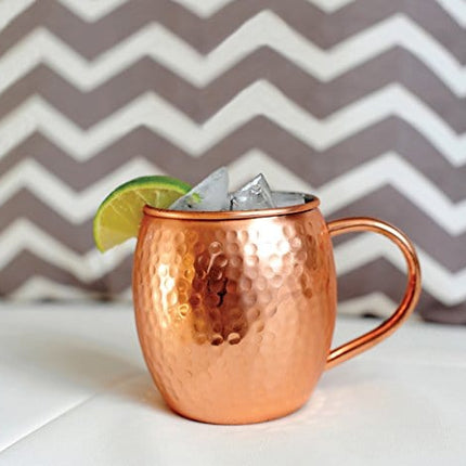 Alchemade 100% Pure Hammered Copper 16 Oz Barrel Mug For Moscow Mules, Mint Juleps, & All Other Cocktails - Made to Last a Lifetime Without Tarnishing