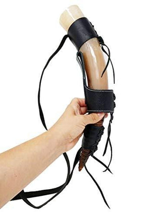 AleHorn Authentic Drinking Horn Curved Style - Polished Finish - XL- Viking Style Genuine Handcrafted Viking Beer Cup for Ale, Mead -Food Safe - Medieval Style Inspired by Game of Thrones - Great Gift