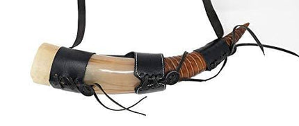 AleHorn Authentic Drinking Horn Curved Style - Polished Finish - XL- Viking Style Genuine Handcrafted Viking Beer Cup for Ale, Mead -Food Safe - Medieval Style Inspired by Game of Thrones - Great Gift