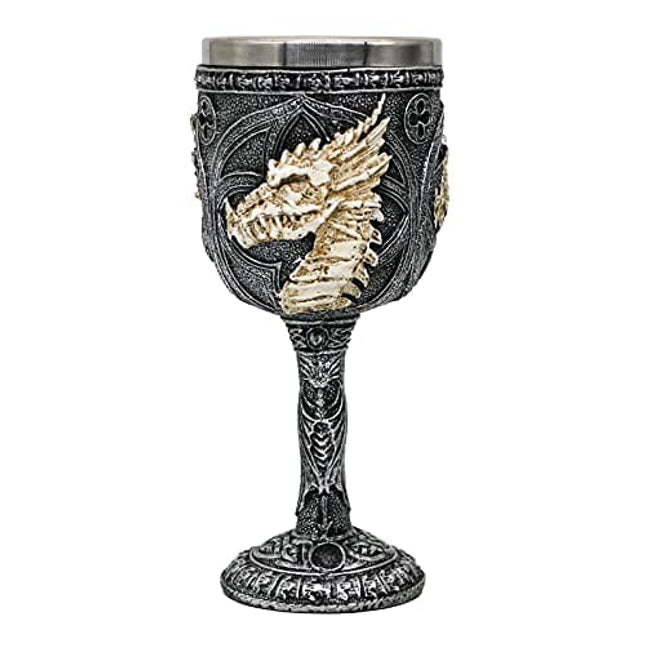 Medieval GOT Dragon wine goblet - D&D Game chalice cup of Thrones Merchandise dungeons and dragons gift Party 7oz Stainless Steel Gothic Drinking cups