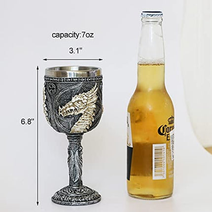 Medieval GOT Dragon wine goblet - D&D Game chalice cup of Thrones Merchandise dungeons and dragons gift Party 7oz Stainless Steel Gothic Drinking cups