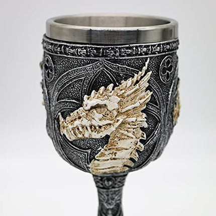 Medieval GOT Dragon wine goblet - D&D Game chalice cup of Thrones Merchandise dungeons and dragons gift Party 7oz Stainless Steel Gothic Drinking cups