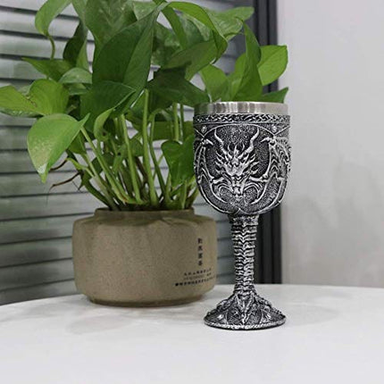 Roaring Fire Dragon Goblet - Medieval Wine Chalice Drinking Cup - Ideal Novelty Gothic Gift Party Idea