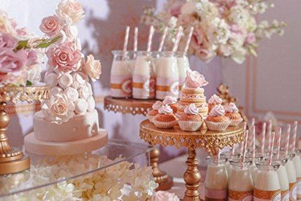 ALINK Biodegradable Paper Straws, 100 Pink Straws / Gold Straws for Party Supplies, Birthday, Wedding, Bridal / Baby Shower Decorations and Holiday Celebrations