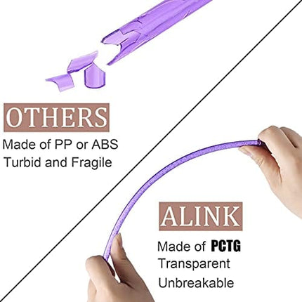 ALINK 12-Pack Glitter Reusable Clear Plastic Straws, 11" Long Hard Tumbler Drinking Straws with Cleaning Brush (10 Colors)