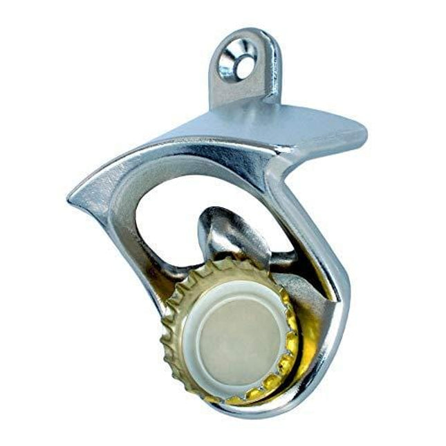 Allwell Select Cap Samurai Wall Mounted Bottle Opener With Magnetic Cap Catcher - Stainless Steel Finish For Indoor or Outdoor Use