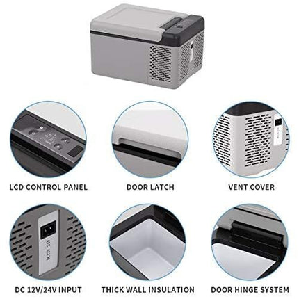 Alpicool C9 Mini Portable Refrigerator 10 Quart(9 Liter) 12 Volt Fridge Freezer for Car, Vehicle, Truck, RV, Boat, Mini Fridge Freezer for Driving, Travel, Fishing, Outdoor -12/24V DC