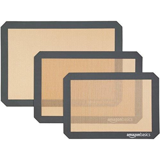 Amazon Basics Silicone, Non-Stick, Food Safe Baking Mat - Pack of 3