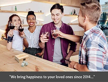 Premium Whiskey Stones Gift Set - Water Down Your Whisky? Never Again! Set of 9 Whiskey Rocks - Ice Cubes Reusable in Exclusive Wooden Gift Set - Whiskey Gifts for Man - Chilling Stones + FREE EBOOK