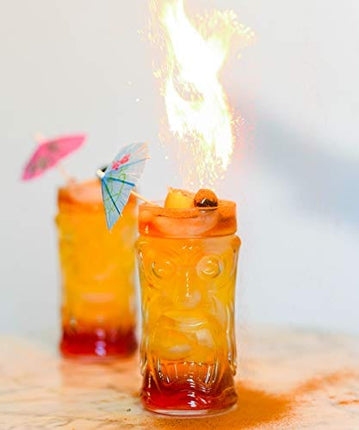 Amz Empire Screaming Tiki Glasses 16 oz Cooler Glass, 2 Pieces, Modern Bar Party Set With Picks