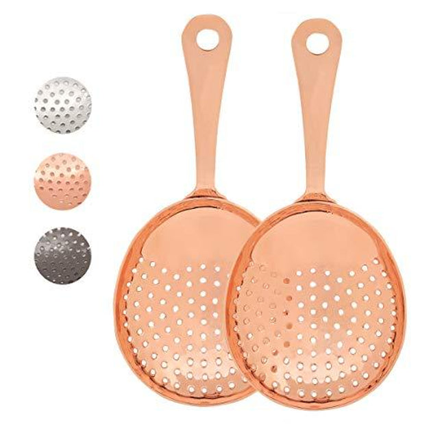 Julep Strainer, AMZNOVA Stainless Steel Cocktail Strainer, 2 Pack, Resist Rust and Corrosion, No Odors, for Home and Commercial Bar, Rose Golden