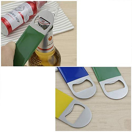Anbers Rubber Coated Stainless Steel Flat Beer Bottle Opener, Bar Keys Set of 6