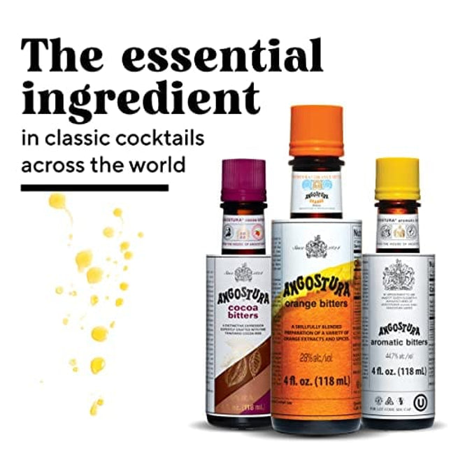 ANGOSTURA Orange Bitters, Cocktail Bitters for Professional and Home Mixologists, Kosher Certified, Sodium Free, 4 FL OZ