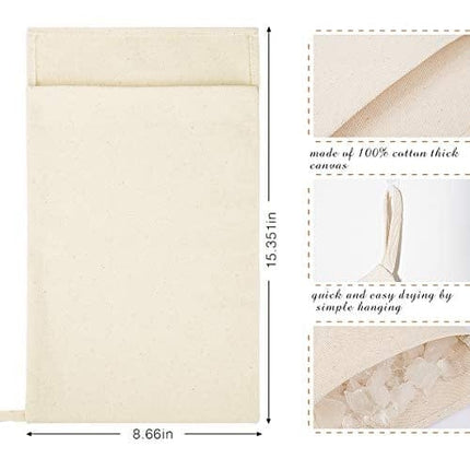 Pack of 2 Professional Lewis Bags and 1 Piece Ice Mallet Set-13.38 × 8.66 Inch Reusable Canvas Crushed Ice Bags with Wooden Mallet for Home Party Bar Kitchen Dried Ice Crushing