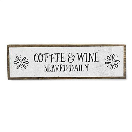 ANVEVO Coffee and Wine Served Daily - Handmade Metal Wood Coffee Sign – Cute Rustic Wall Decor Art - Farmhouse Decorations – Coffee Signs for Home Decor