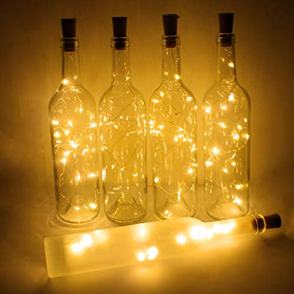 Wine Bottle Lights with Cork 20 LED Copper Wire String Lights, Pack of 6 Battery Operated Starry String Led Lights for Bottles DIY Christmas Wedding Party Decoration ( Warm White )