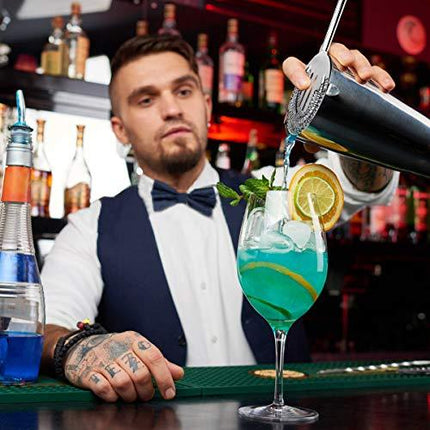 Stainless Steel Bartender Kit, Cocktail Shaker Bar Set with Martini Kit,Double Measuring Jigger,Mixing Spoon,Liquor Pourers,Muddler,Strainer and Ice Tongs| Professional Bartender Drink Making Tools
