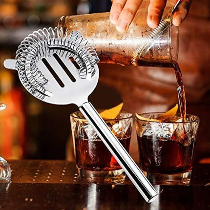 Stainless Steel Bartender Kit, Cocktail Shaker Bar Set with Martini Kit,Double Measuring Jigger,Mixing Spoon,Liquor Pourers,Muddler,Strainer and Ice Tongs| Professional Bartender Drink Making Tools