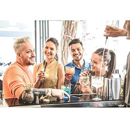 Stainless Steel Bartender Kit, Cocktail Shaker Bar Set with Martini Kit,Double Measuring Jigger,Mixing Spoon,Liquor Pourers,Muddler,Strainer and Ice Tongs| Professional Bartender Drink Making Tools