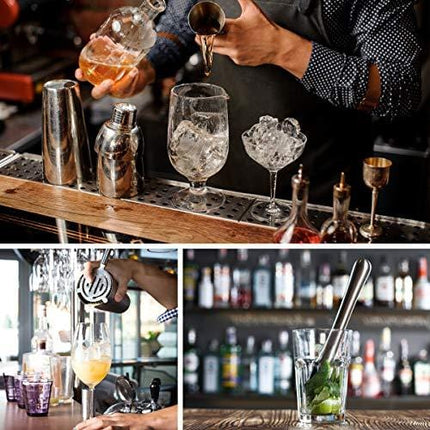Stainless Steel Bartender Kit, Cocktail Shaker Bar Set with Martini Kit,Double Measuring Jigger,Mixing Spoon,Liquor Pourers,Muddler,Strainer and Ice Tongs| Professional Bartender Drink Making Tools