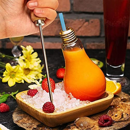 AQUEENLY Stainless Steel Ice Pick with Safety Wooden Handle for Kitchen, Bar, 8.6 Inches, 3 PCS