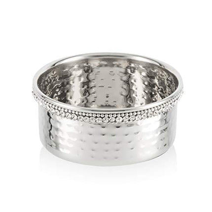 4-inch Hammered Stainless Steel Wine Coaster with Crystal Diamond Edge