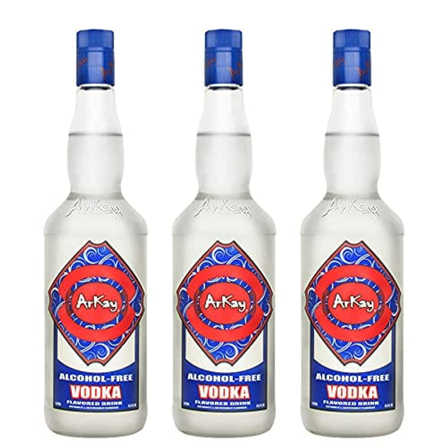 ArKay Alcohol Free Vodka Flavored Drink - Vodka Substitute - Since 2011 - 3 x 33.3 FL OZ Bottle Case