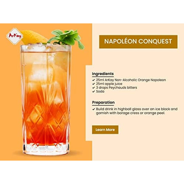 ArKay Non-Alcoholic Orange Napoleon | Make Great Zero Proof Cocktails | Orange Napoleon Alternative | 0 Calories 0 Sugar |