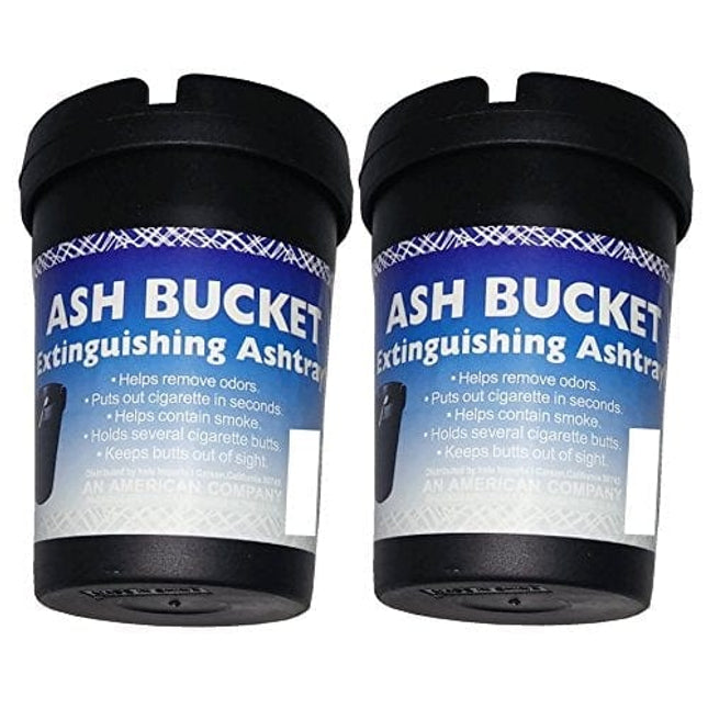 Ash Bucket (2 Pack Extinguishing Car Cigarette Ashtray Butt Bucket Portable Ashtray Smoking Accessory Auto Truck Home Office Beach Black