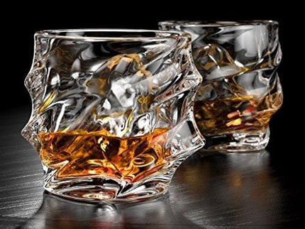 Ashcroft 5-Piece Everest Whiskey Decanter Set. 4 Glasses and Scotch Decanter with Stopper. Unique Elegant Dishwasher Safe Glass Liquor Bourbon Decanter Ultra - Clarity Glassware
