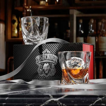 Ashcroft Twist Whiskey Glasses - 10oz - Set or 2 - Rocks Whisky Glasses - Crystal Scotch glasses or Bourbon Whisky Glass - The ideal old fashioned whiskey glass - Whiskey Glasses for men