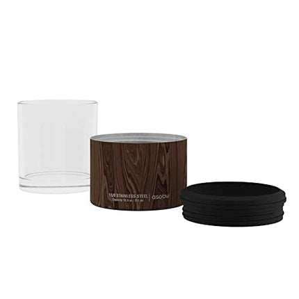 asobu Whiskey Glass with Insulated Stainless Steel Sleeve, 10.5 ounces (Wood)