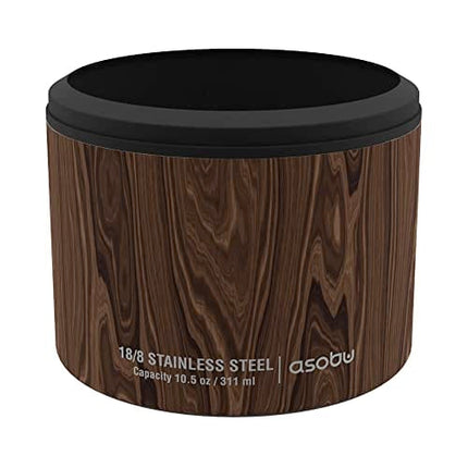 asobu Whiskey Glass with Insulated Stainless Steel Sleeve, 10.5 ounces (Wood)