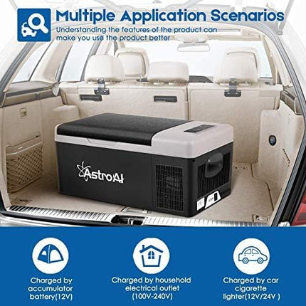 AstroAI Portable Freezer 12 Volt Car Refrigerator 16 Quart(15 Liter) Fridge for Car, RV, Van, Vehicle, Boat, Portable Freezer (-4℉~68℉) for Camping, Travel, Fishing Outdoor — 12/24V DC and 100/240V AC